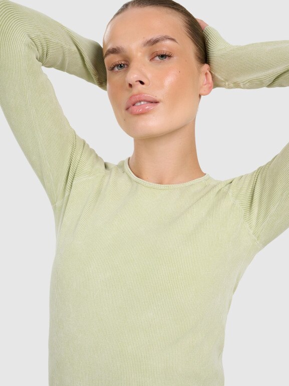 Damski longsleeve do jogi i pilatesu 4F 4FWAW25TFLOF429 - zielony