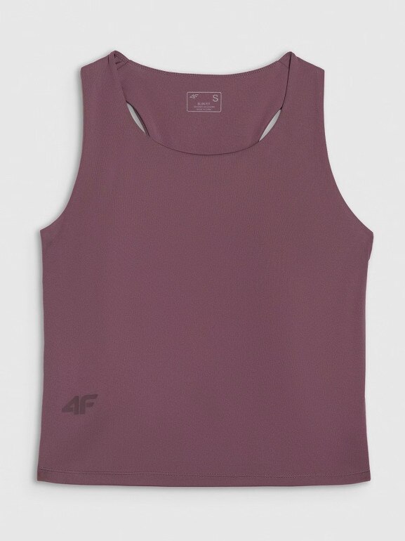 Damski top treningowy szybkoschnący 4F 4FWAW25TFSLF571 - brązowy