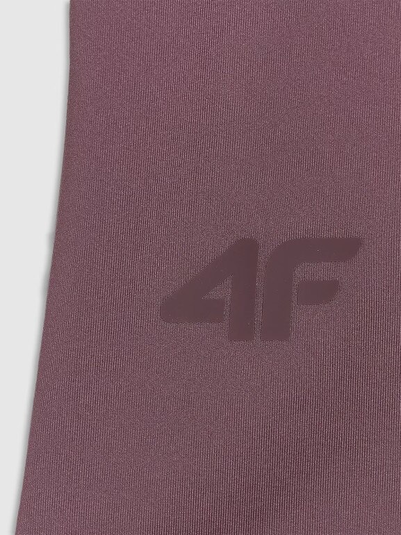 Damski top treningowy szybkoschnący 4F 4FWAW25TFSLF571 - brązowy