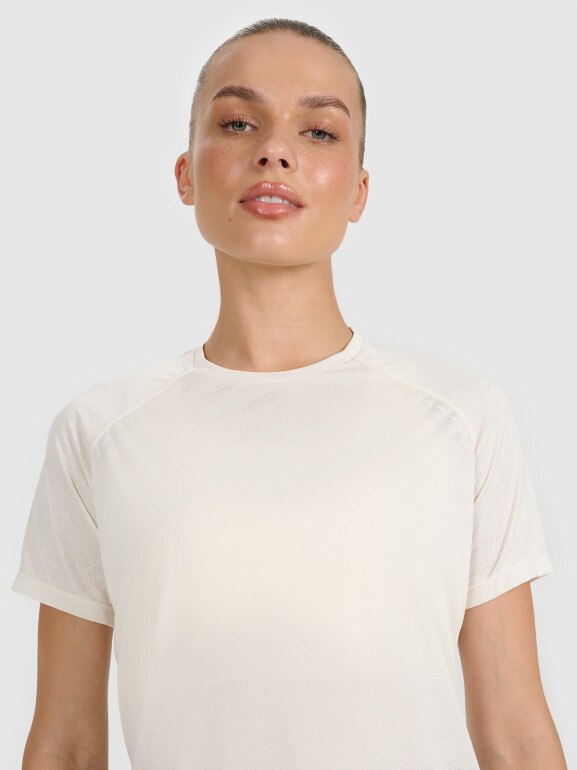 Damska koszulka do biegania 4F 4FWAW25TFTSF1502 - biała