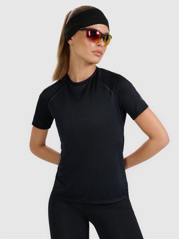 Damska koszulka do biegania 4F 4FWAW25TFTSF1502 - czarna