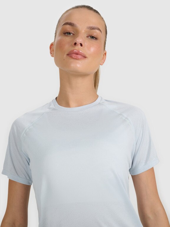 Damska koszulka do biegania 4F 4FWAW25TFTSF1502 - niebieska