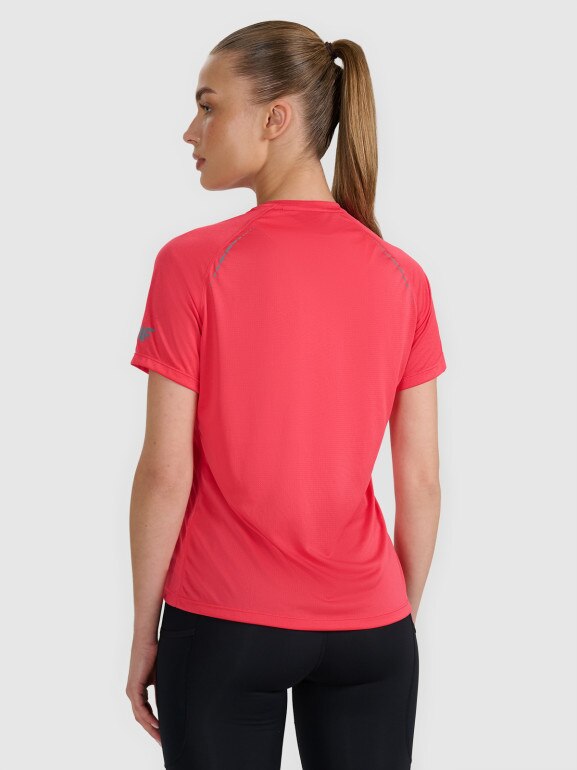 Damska koszulka do biegania 4F 4FWAW25TFTSF1502 - czerwona