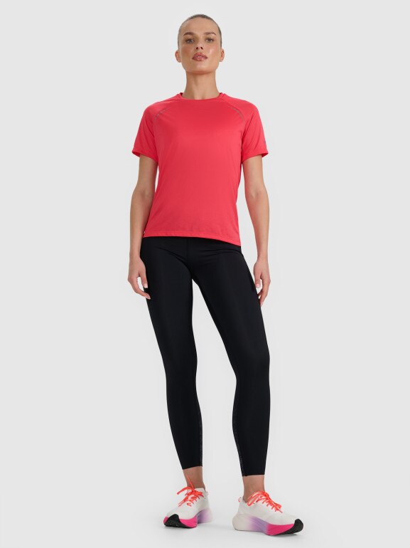 Damska koszulka do biegania 4F 4FWAW25TFTSF1502 - czerwona