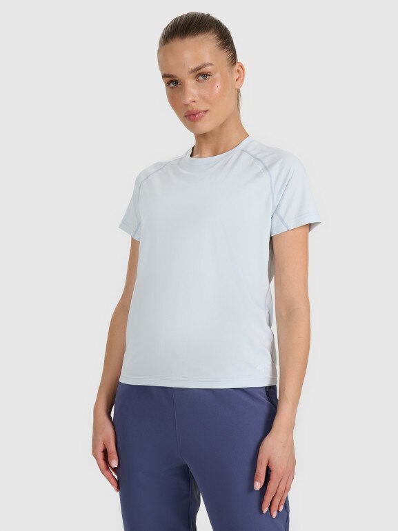 Damska koszulka do biegania 4F 4FWAW25TFTSF1510 - niebieska