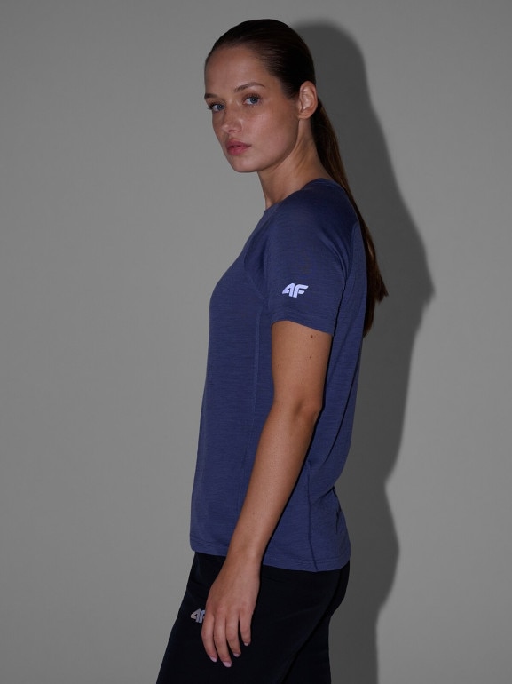 Damska koszulka trekkingowa 4F 4FWAW25TFTSF1527 - granatowa