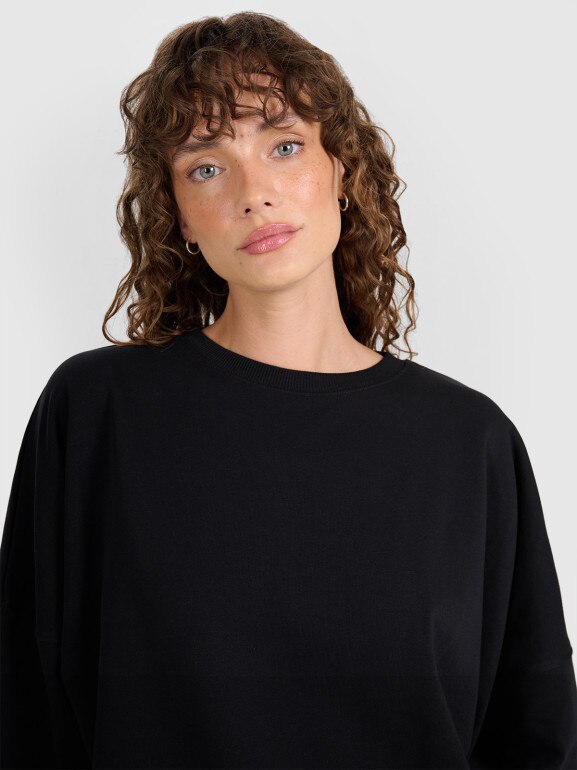 Damska bluza nierozpinana bez kaptura 4F 4FWAW25TSWSF1888 - czarna