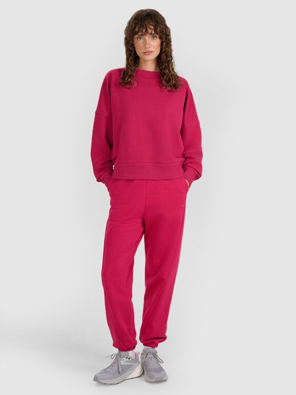 Damska bluza nierozpinana bez kaptura 4F 4FWAW25TSWSF1888 - różowa