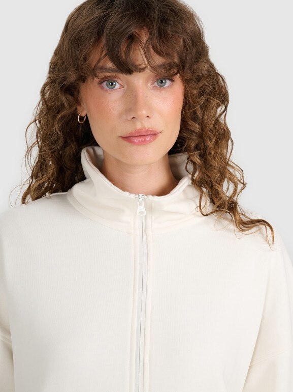 Damska bluza nierozpinana bez kaptura 4F 4FWAW25TSWSF1889 - beżowa