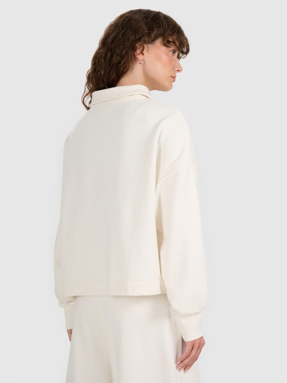 Damska bluza nierozpinana bez kaptura 4F 4FWAW25TSWSF1889 - beżowa