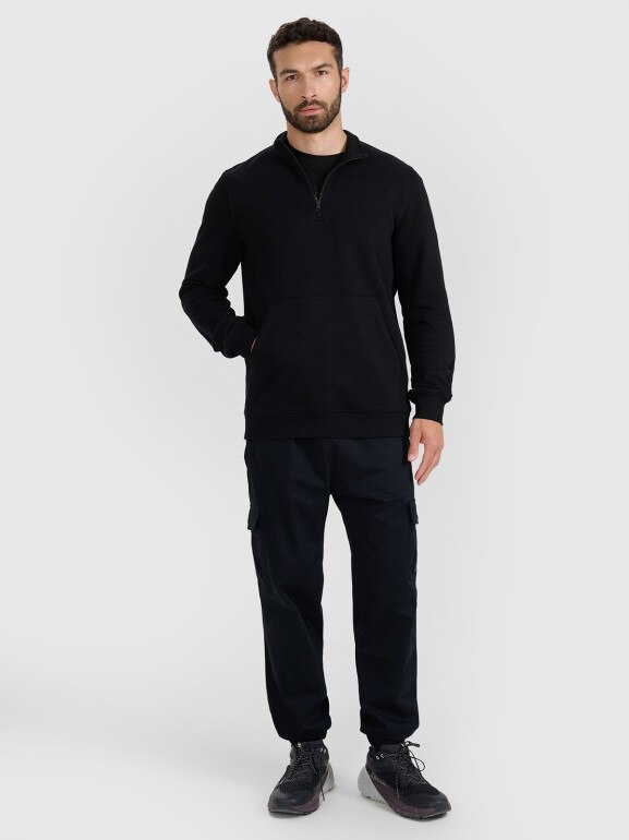 Męska bluza nierozpinana bez kaptura 4F 4FWAW25TSWSM1902 - czarna