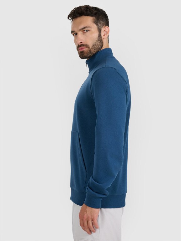 Męska bluza nierozpinana bez kaptura 4F 4FWAW25TSWSM1902 - granatowa