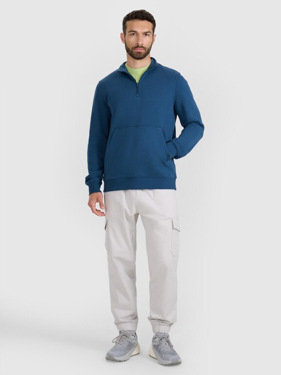 Męska bluza nierozpinana bez kaptura 4F 4FWAW25TSWSM1902 - granatowa