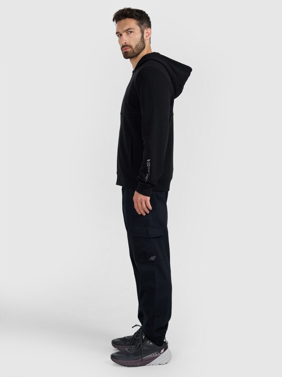 Męska bluza rozpinana z kapturem 4F 4FWAW25TSWSM1903 - czarna
