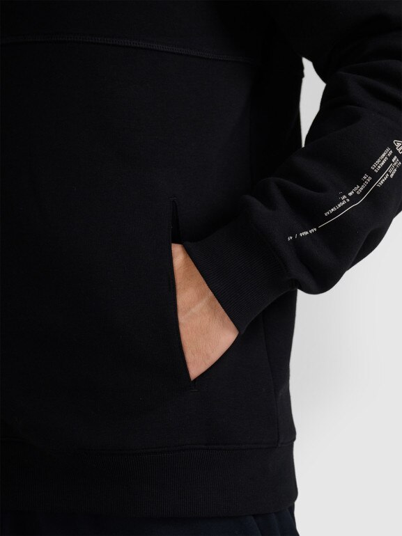 Męska bluza rozpinana z kapturem 4F 4FWAW25TSWSM1903 - czarna