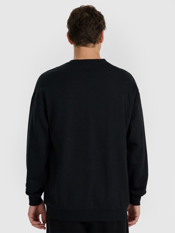 Męska bluza nierozpinana bez kaptura 4F 4FWAW25TSWSM1924 - czarna