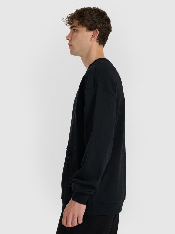 Męska bluza nierozpinana bez kaptura 4F 4FWAW25TSWSM1924 - czarna