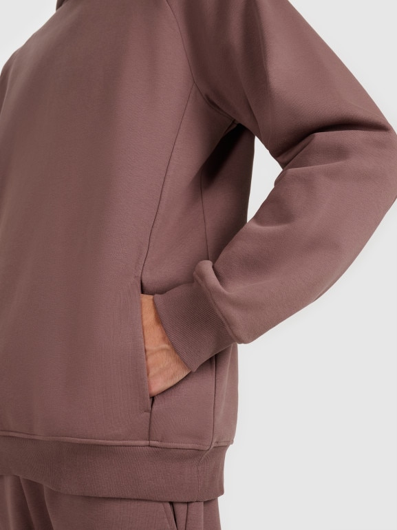 Męska bluza nierozpinana bez kaptura 4F 4FWAW25TSWSM1946 - brązowa