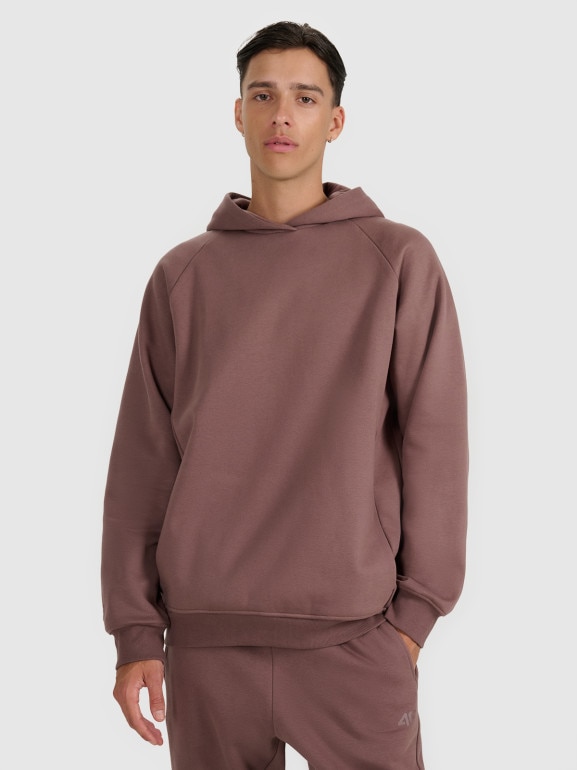 Męska bluza nierozpinana bez kaptura 4F 4FWAW25TSWSM1946 - brązowa