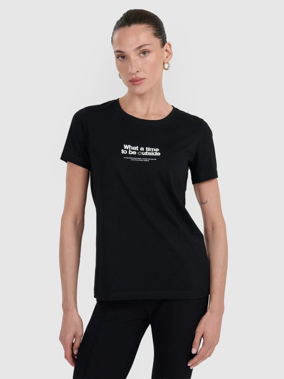 Damski t-shirt z nadrukiem 4F 4FWAW25TTSHF2322 - czarny