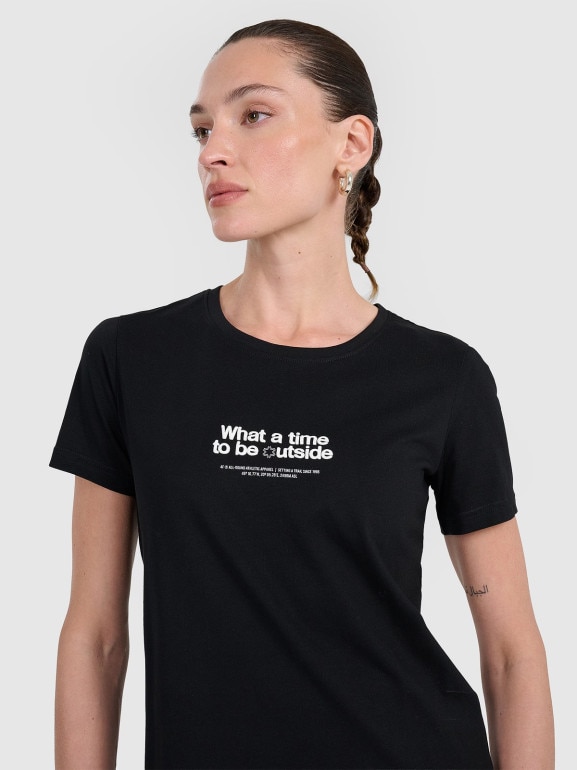 Damski t-shirt z nadrukiem 4F 4FWAW25TTSHF2322 - czarny