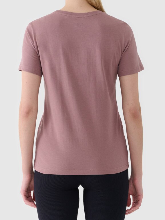 Damski t-shirt z nadrukiem 4F 4FWAW25TTSHF2322 - brązowy