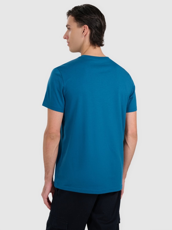 Męski t-shirt z nadrukiem 4F 4FWAW25TTSHM3124 - niebieski