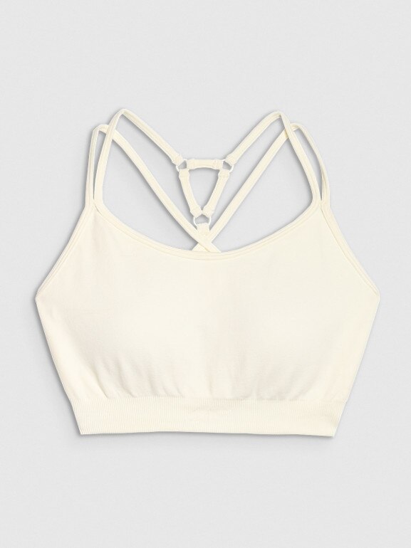 Damski biustonosz treningowy 4F 4FWAW25USBAF218 - beżowy