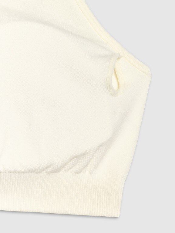 Damski biustonosz treningowy 4F 4FWAW25USBAF218 - beżowy