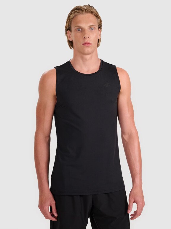 Męski tank top treningowy 4F 4FWMM00TFSLM0764 - czarny