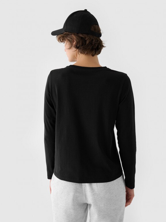 Damski longsleeve basic 4F 4FWMM00TLONF431 - czarny