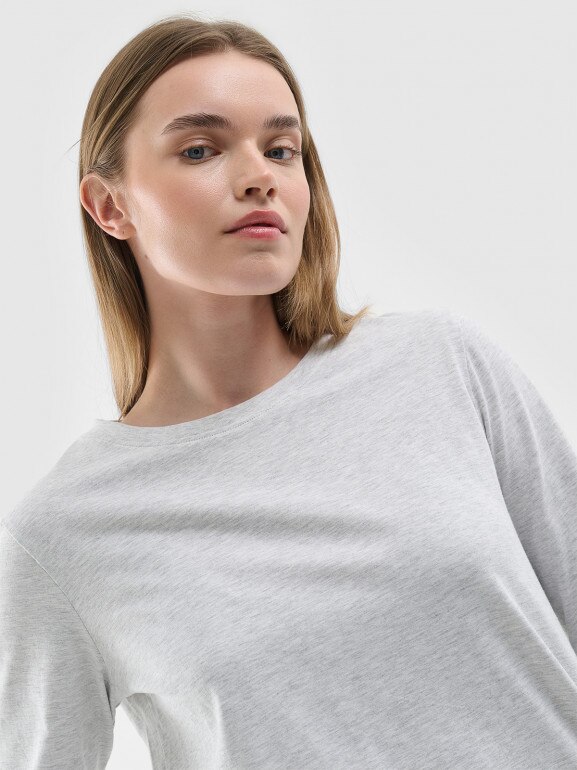 Damski longsleeve basic 4F 4FWMM00TLONF431 - szary
