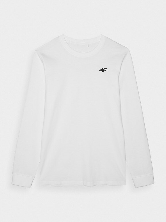 Męski longsleeve basic 4F 4FWMM00TLONM432 - biały