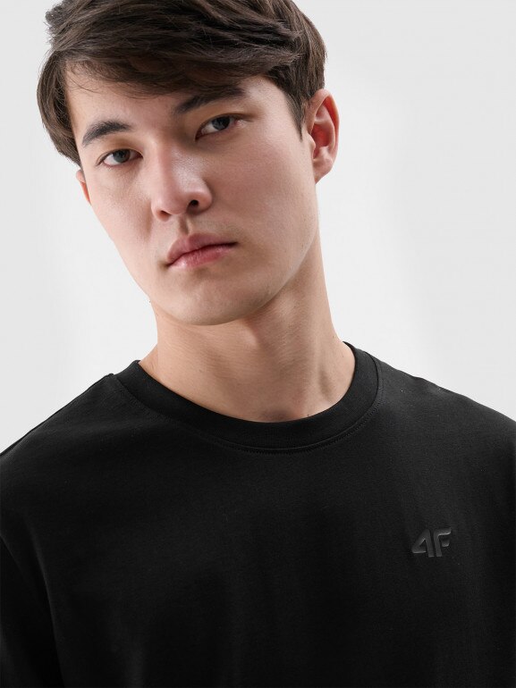 Męski longsleeve basic 4F 4FWMM00TLONM432 - czarny