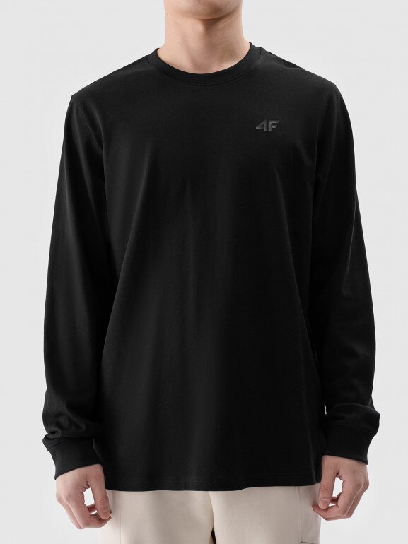 Męski longsleeve basic 4F 4FWMM00TLONM432 - czarny