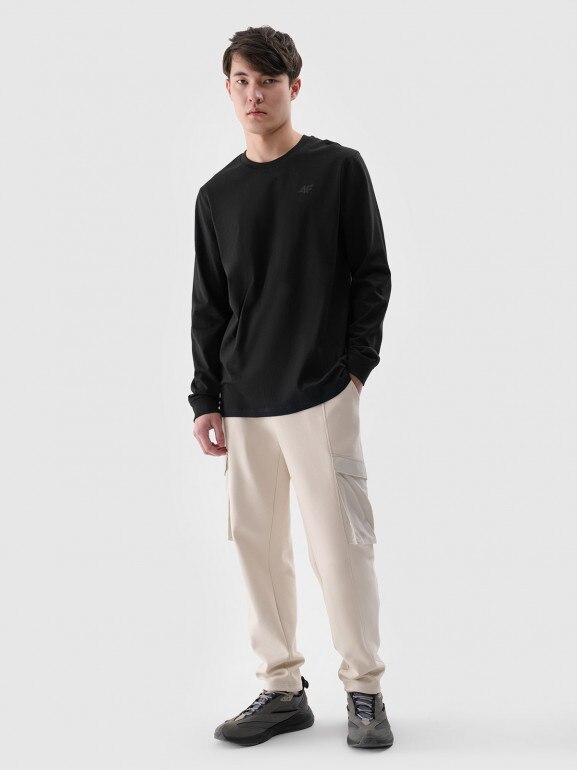 Męski longsleeve basic 4F 4FWMM00TLONM432 - czarny