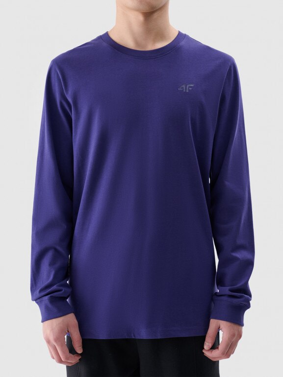 Męski longsleeve basic 4F 4FWMM00TLONM432 - granatowy