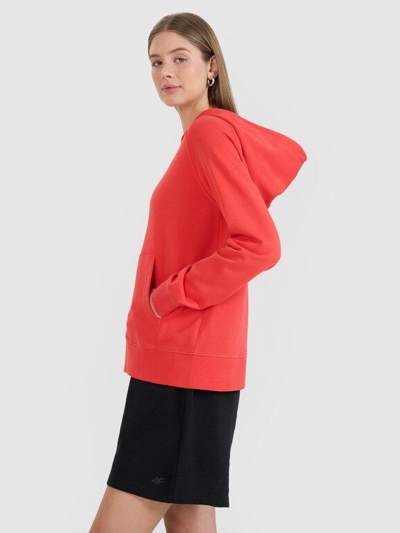 Damska bluza dresowa rozpinana z kapturem 4F 4FWMM00TSWSF1763 - czerwona