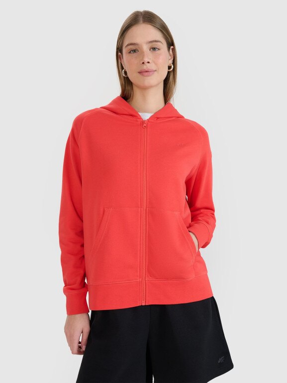 Damska bluza dresowa rozpinana z kapturem 4F 4FWMM00TSWSF1763 - czerwona