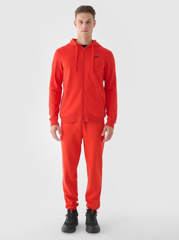 Męska bluza rozpinana z kapturem 4F 4FWMM00TSWSM1466 - czerwona