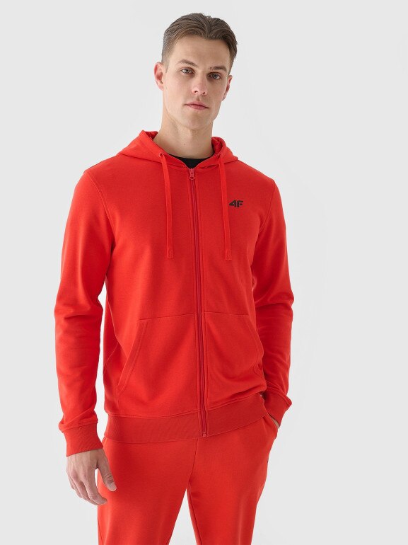 Męska bluza rozpinana z kapturem 4F 4FWMM00TSWSM1466 - czerwona