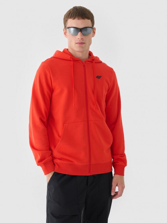 Męska bluza dresowa rozpinana z kapturem 4F 4FWMM00TSWSM1768 - czerwona