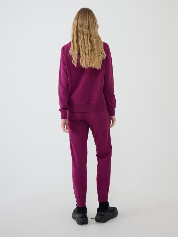 Damskie spodnie dresowe joggery 4F 4FWMM00TTROF1386 - fioletowe