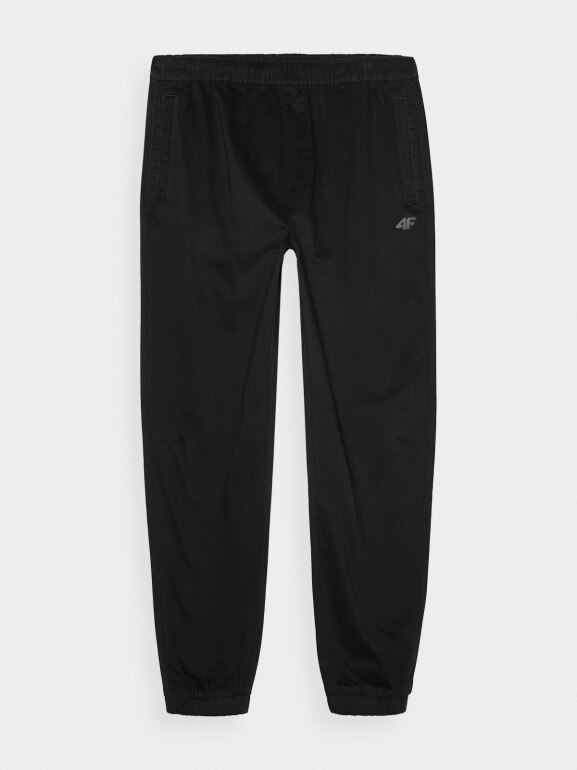 Męskie spodnie casual joggery 4F 4FWMM00TTROM0944 - czarny