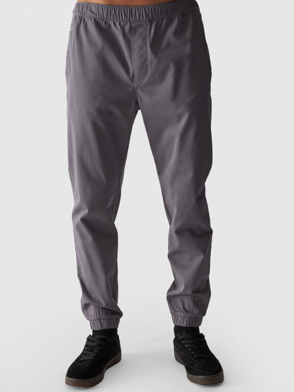 Męskie spodnie casual joggery 4F 4FWMM00TTROM0944 - szary