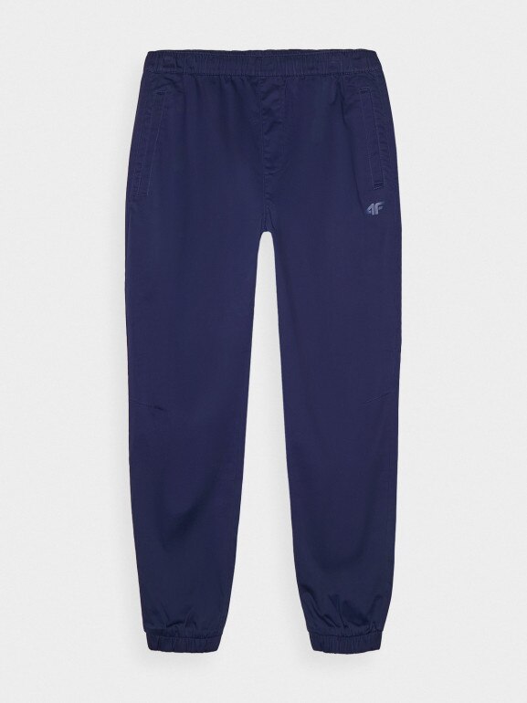 Męskie spodnie casual joggery 4F 4FWMM00TTROM0944 - granatowy
