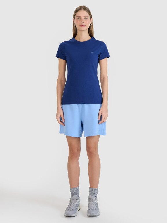 Damski t-shirt basic 4F 4FWMM00TTSHF2255 - granatowy