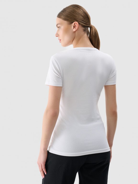 Damski t-shirt basic 4F 4FWMM00TTSHF2255 - biały