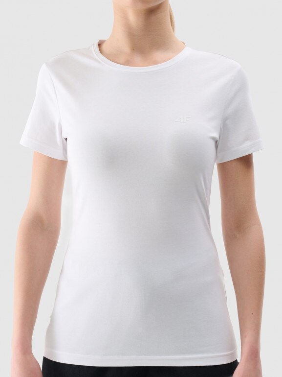 Damski t-shirt basic 4F 4FWMM00TTSHF2255 - biały