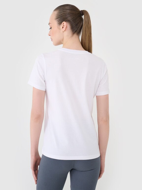 Damski t-shirt regular 4F 4FWMM00TTSHF2356 - biały